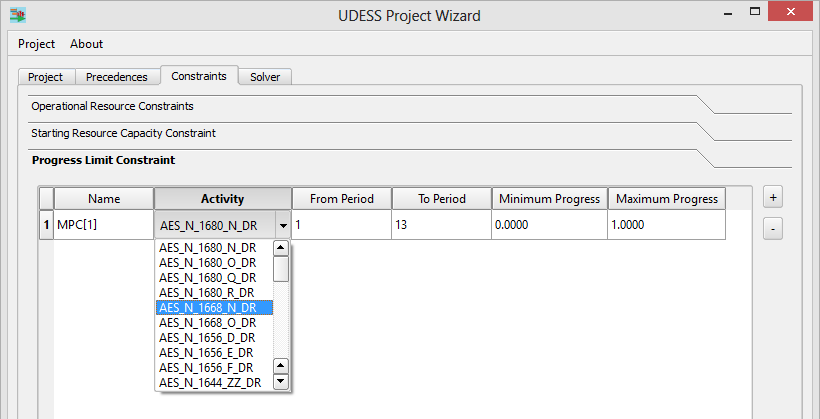 udess progress limit constraint